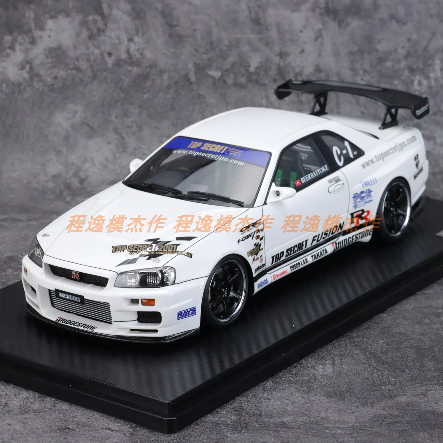 

IG 1:18 TOP SECRET GTR R34 Белый JDM Моделирование Ограниченная серия Смола Металл Статическая модель автомобиля Игрушка в подарок