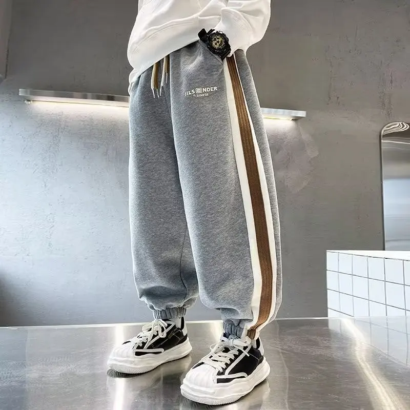 Spring Boy Sweatpants Casual Pants Korean High Street Hip-hop Children Sports Pants Autumn High Quality Children\'s Clothing 2024