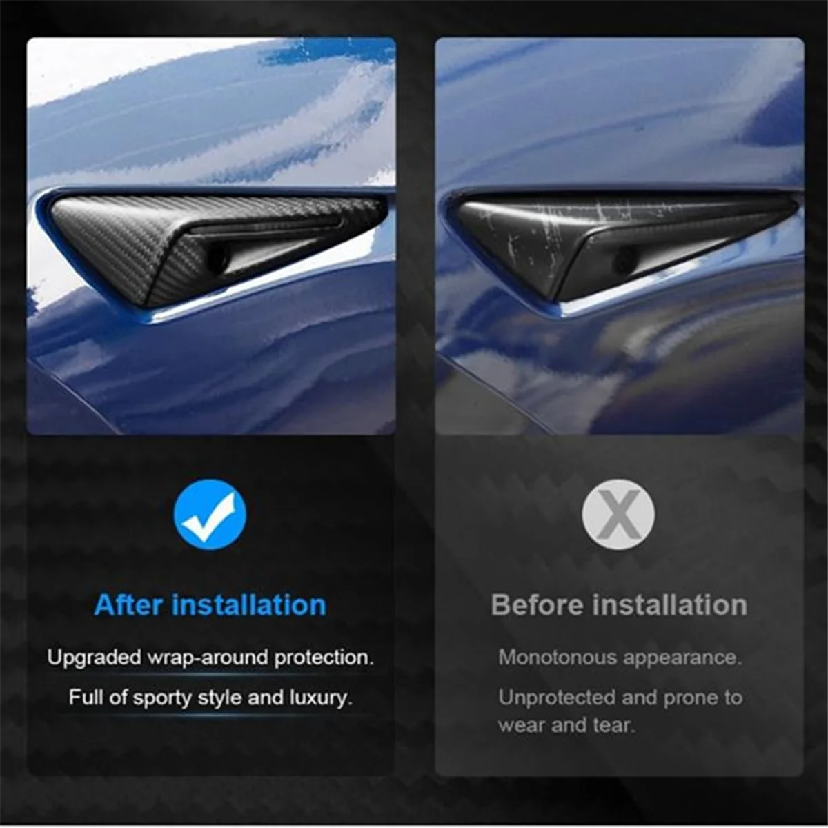 Auto Koolstofvezel Side Camera Cover Trim Richtingaanwijzer Camera Spatbord Cover Accessoires voor Tesla Model 3