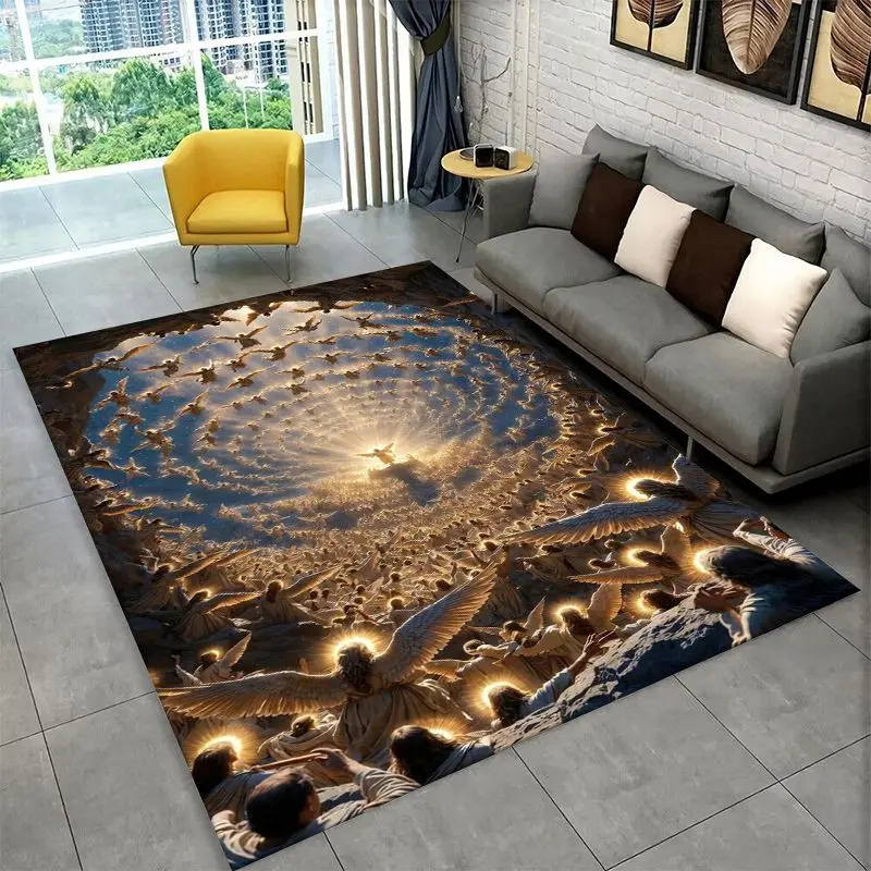 Classic Cross Bible Christian Faith Retro Large Area Rug Non-slip Durable Carpet for Bedroom Living Room Sofa Doormat Home Decor