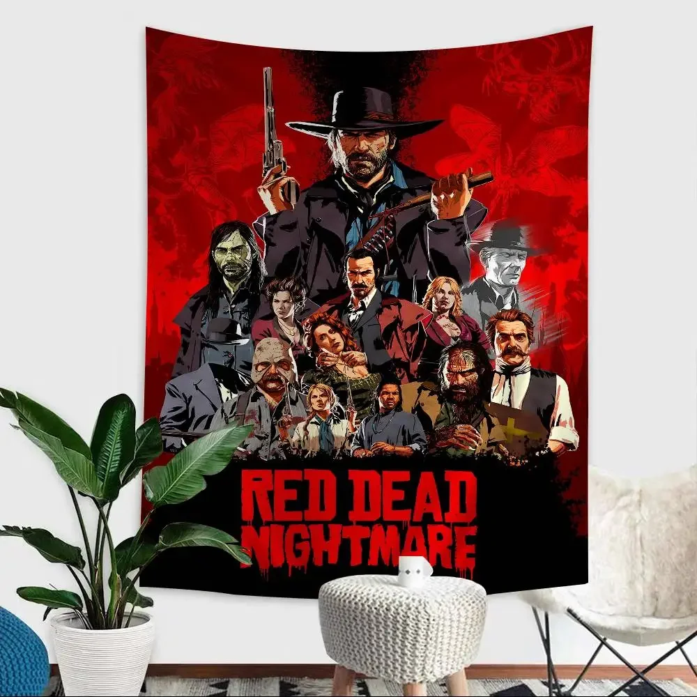 لعبة R-Red Dead Redemption 2 RDR2 معلقة البوهيمي نسيج البوهيمي مفروشات الحائط ماندالا Kawaii غرفة ديكور