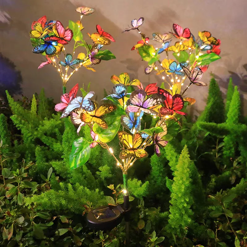 Outdoor Solar Butterfly LED Light Simulation Butterfly Lawn Lamp Waterproof Garden Landscape Home Holiday Party Fence Decoration