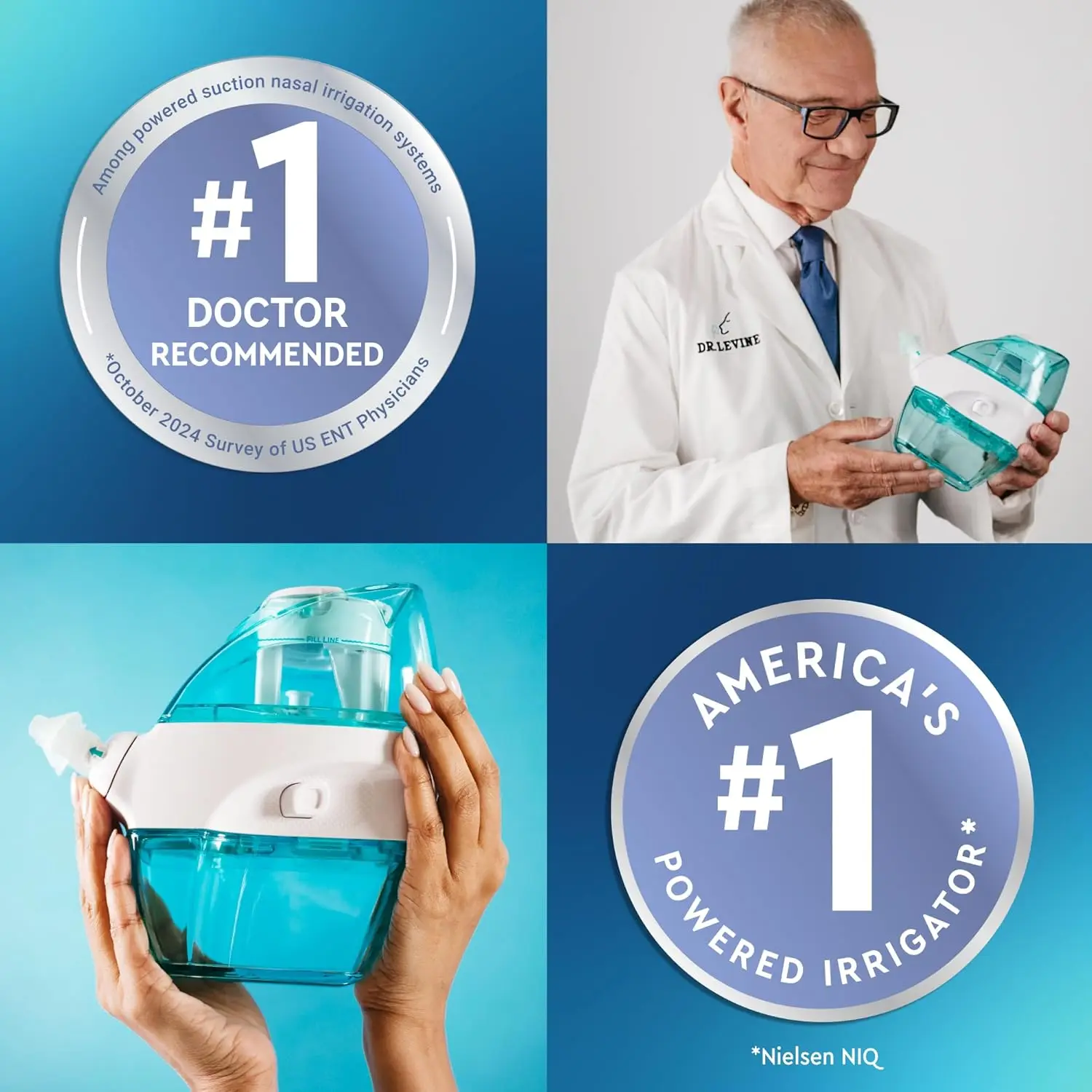 حزمة المبتدئين - نظام الري الأنفي - مجموعة شطف الأنف المملحة مع منظف أنف نابض و30 كبسولة ملح #6