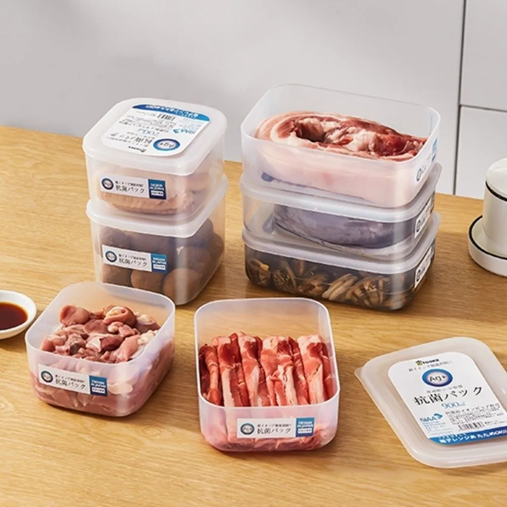 

New With Lid Refrigerator Organizer Food Grade Sealed Sub-packed Box Transparent Antibacterial Frozen Storage Box Refrigerator