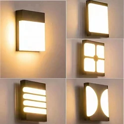 Waterproof Outdoor 12W LED Porch Light Black Aluminium Wall Lamp Garden Courtyard Corridor Balcony Sconce Light AC110V 220V