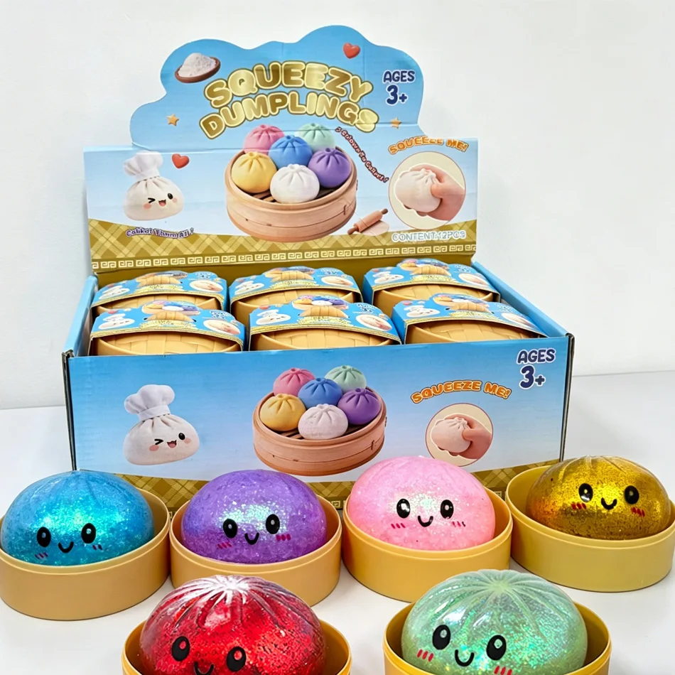 Nouveau lot de 1 à 12 pièces de jouets sensoriels anti-stress en forme de boulettes scintillantes avec boîte