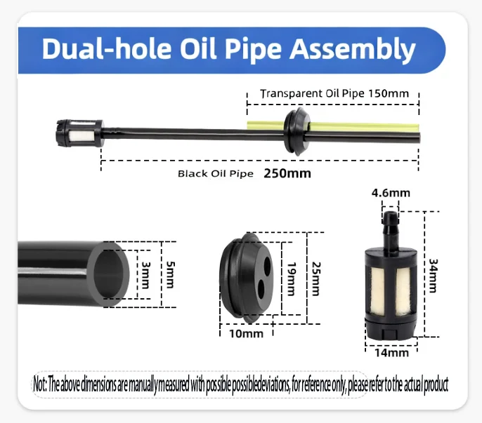 Universal Fuel Filter Kit with Fuel Pipe Hose - Replacement Parts for Brush Cutter Strimmer Lawn Mower Garden Power Tools