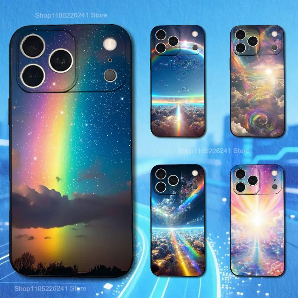 

Rainbow Shining Beautiful For iPhone 8,7,11,12,15,14,13,16,17,Plus,Pro Max,XS,X,XR,SE,Mini,Soft Silicone Black Case