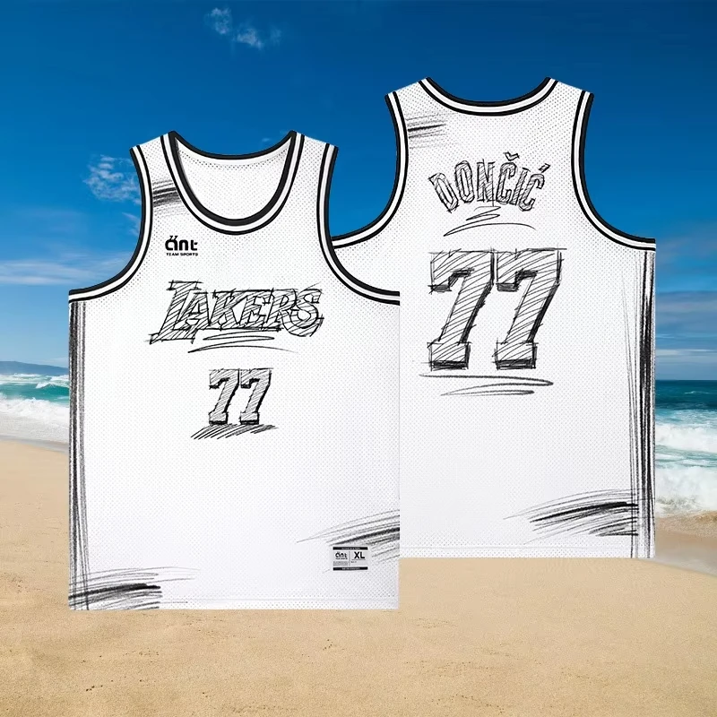 

2025 Boutique Beach Basketball Vest, Digital 77 Hand Drawn Sketch Style Basketball Suit, Multifunctional Sports Vest Luka Doncic