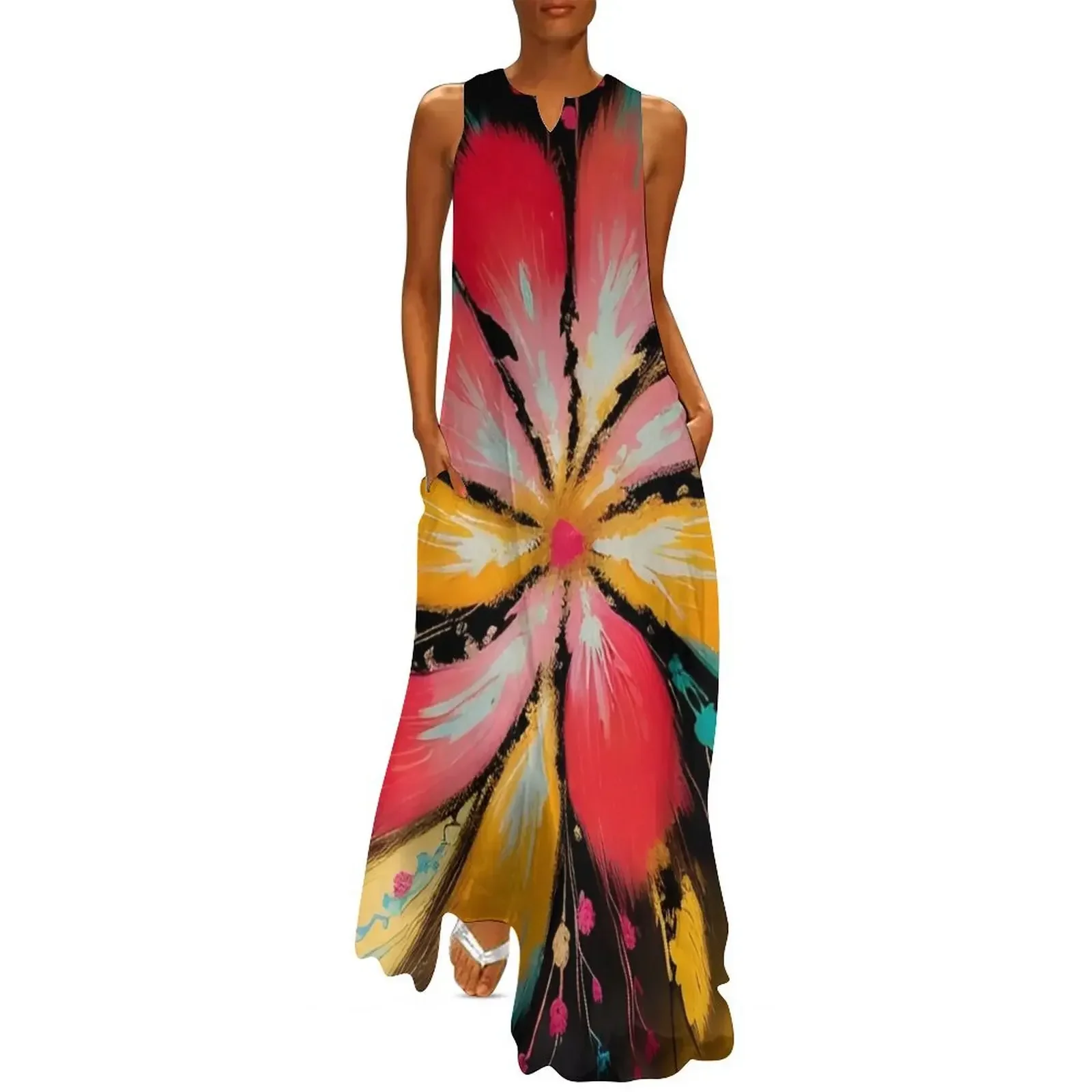 

Tropical Flow Long Dress beach dress Prom gown long sleeve dress dresses summer woman 2025