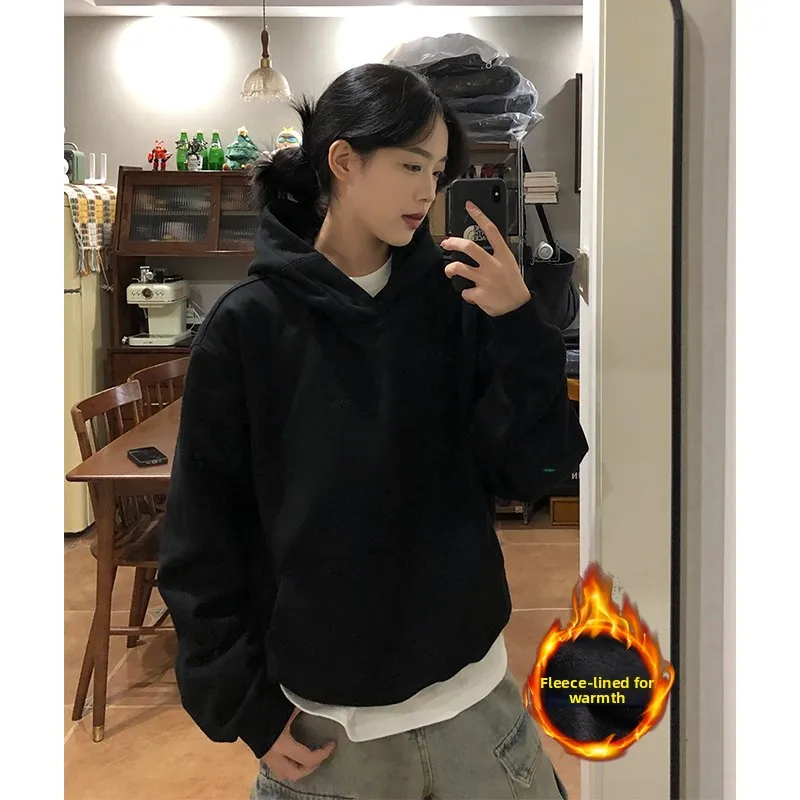 

Cleanfit Fleece Lined Short Hoodie Men's Autumn Winter 400g Heavyweight Rigorous Black Jacket American Retro Style Casual Wear