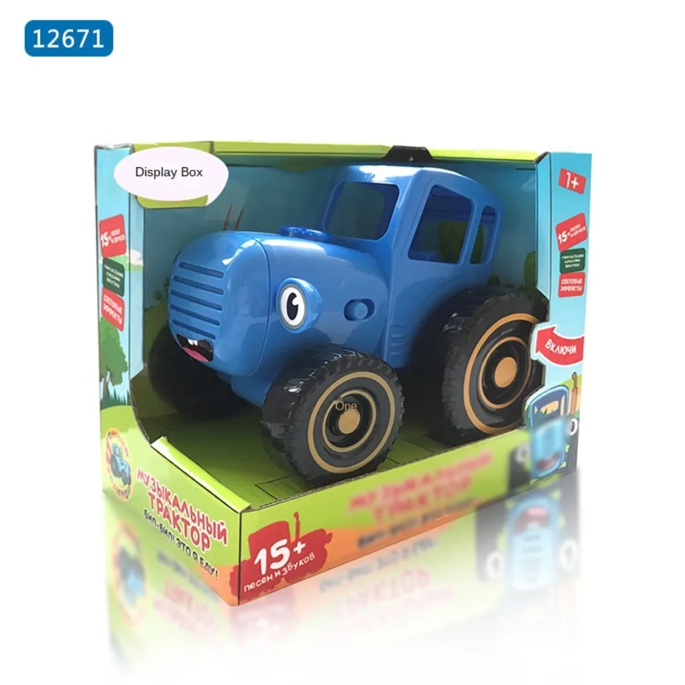 Mini modelo de carro trator agrícola para crianças, brinquedo precoce, pequeno fio puxado, azul