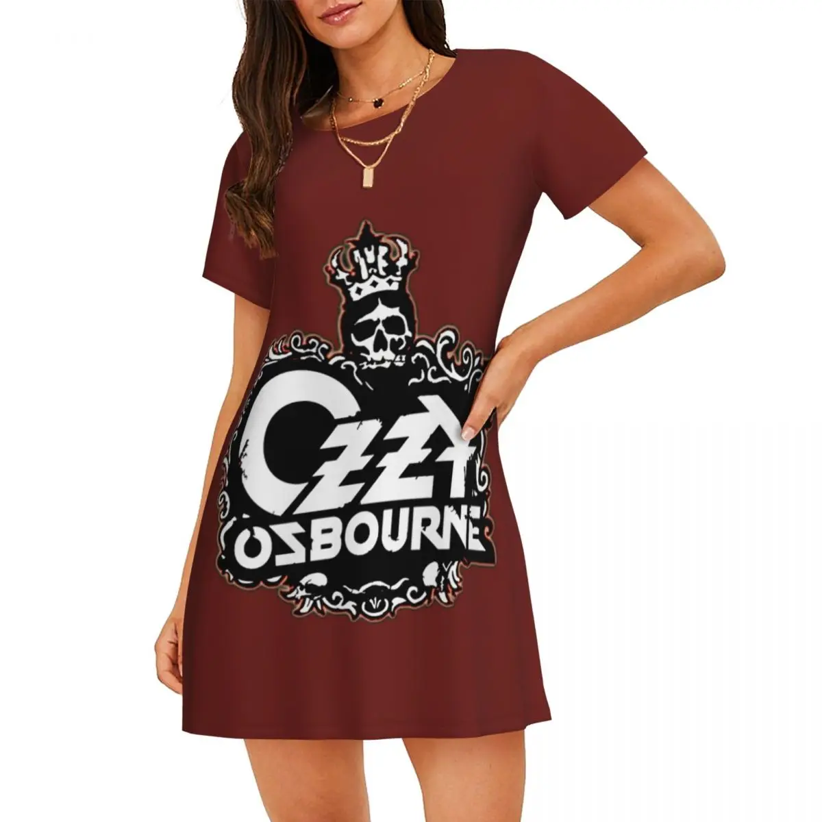 

Пользовательские Ozzy Osbourne Glam Metal Hard Rock ночная рубашка с короткими рукавами спальная женская ночная рубашка платье женские ночные рубашки с коротким рукавом