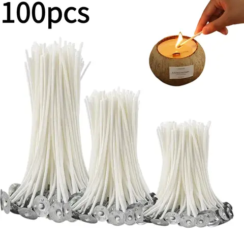 수제 무연 양초 심지 왁스 보조 재료 키트, 양초 만들기 용품, 세트당 100 개, 6cm, 9cm, 15 cm, 18cm, 20m Best5