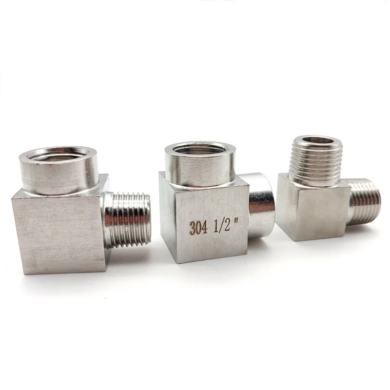 

90 Degree Elbow 304 Stainless Steel 1/8" 1/4" 3/8" 1/2" 3/4" 1" High Pressure Thread Right-Angle Connector Pipe Fittings