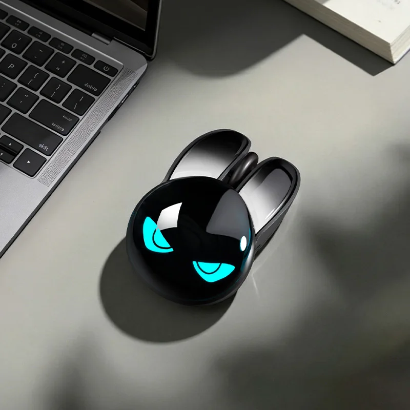 MOFii M6C Rabbit Dual-Mode Wireless Rechargeable Mouse, Gradient Black Bunny Ears, RGB Silent Click Mouse for Office & Gaming