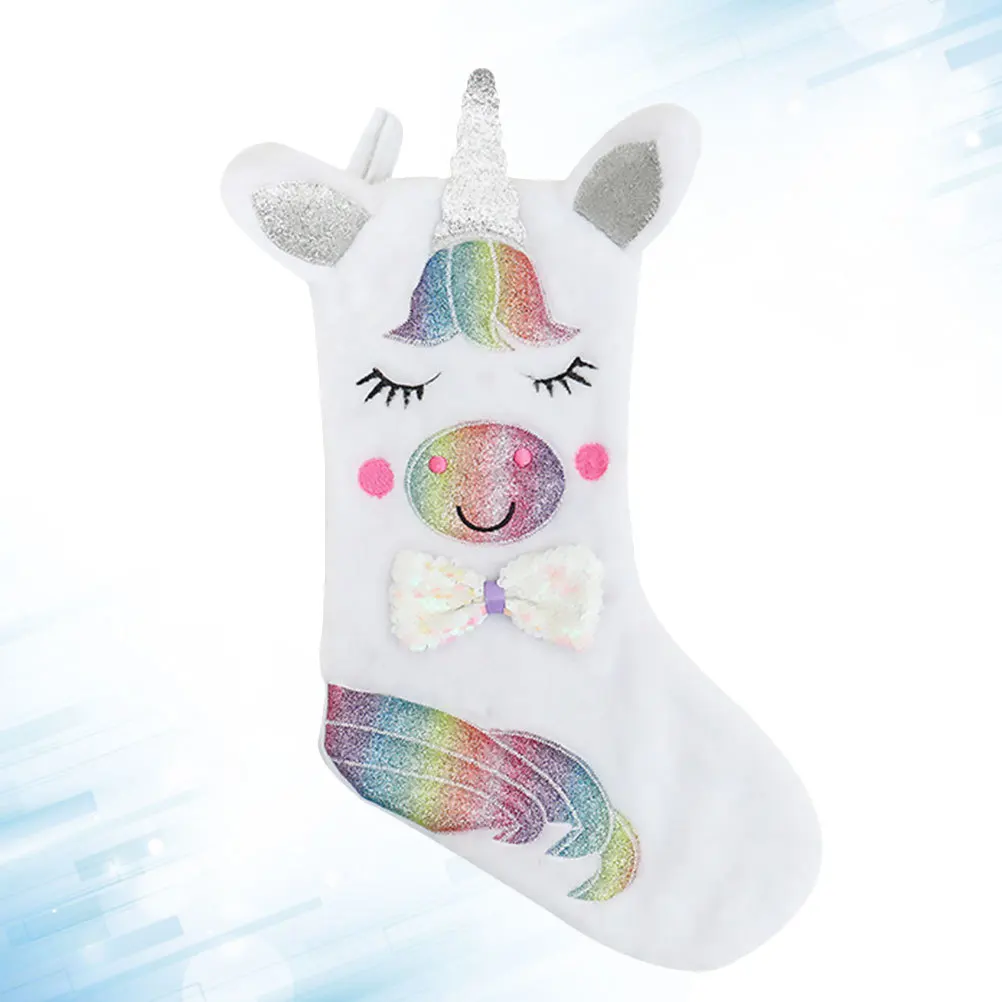 

Christmas Stocking Gift Bag Unicorn Design Candy Holder For Tree Wall Fireplace Holiday Decoration Party Favor Socks