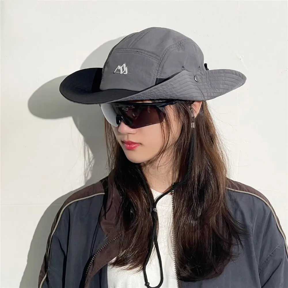 Topi Ember Warna Kontras Poliester Topi Pendakian Gunung yang Dapat Disesuaikan dan Cepat Kering dengan Perlindungan UV yang Dapat Dilipat