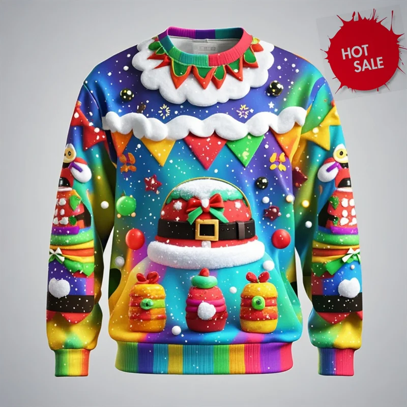 Christmas Sweater Novelty Christmas Sweaters Men And Women 3d Print Pullover New In Hoodies & Sweatshirts Kids Long Sleeve Tops