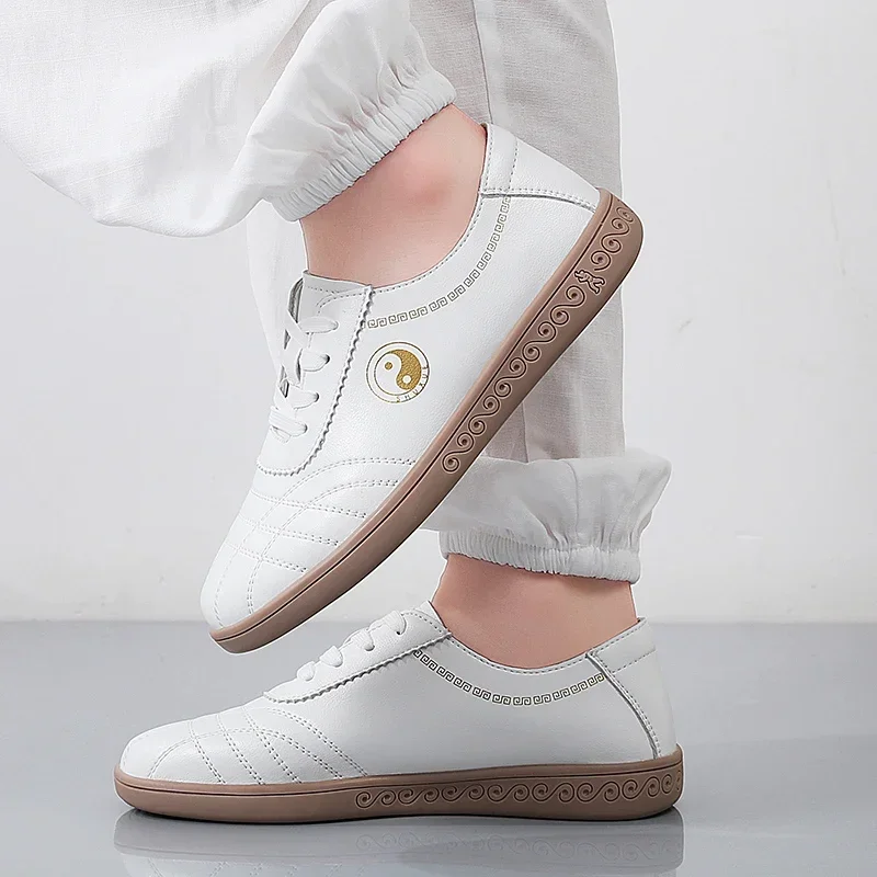 Sneakers for Women Wear ResistantWomen Shoes Soft Leather Tai Chi Shoes with Bull Tendon Sole  Competition Arts Sports Shoes