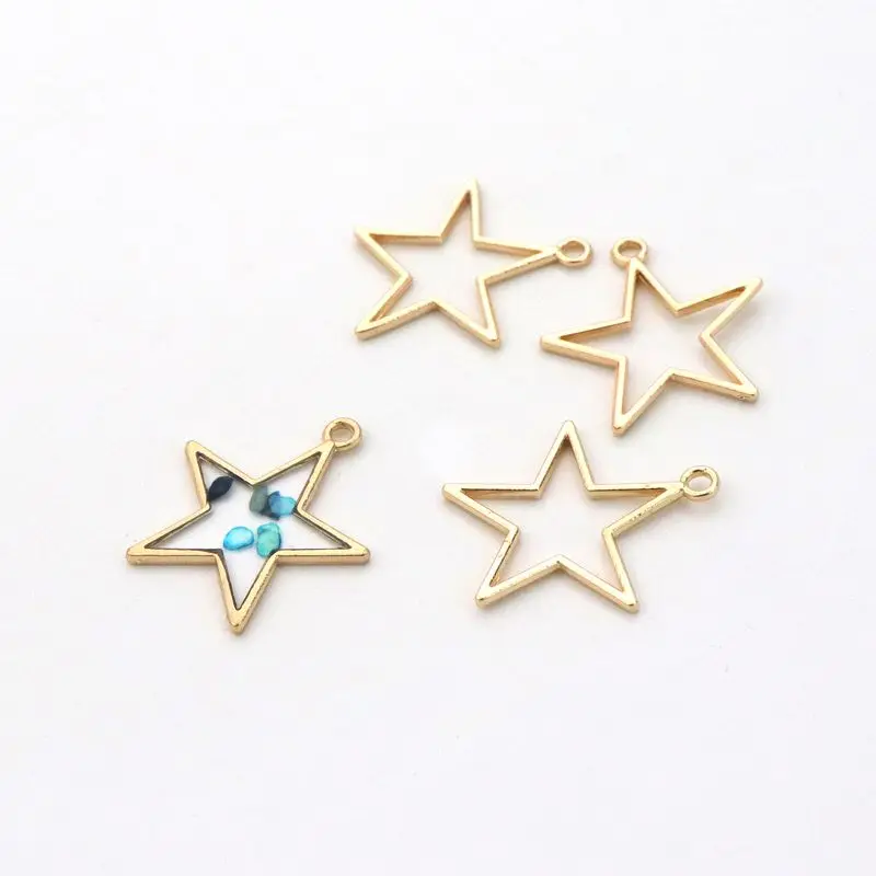 50 Mixed Stern Mond Herz Gold Farbe Pendent Metall Form Für Schmuck, Die Diy Anhänger Charme Armband Zubehör Großhandel – Detail 2