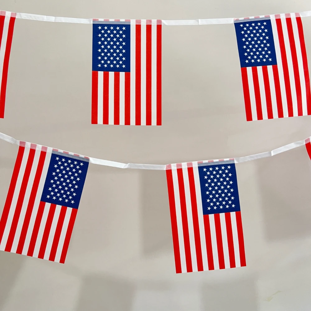 CZY 20pcs/set14x21cm American Flag String America USA Bunting Bannerags American Independence Day Home Indoor And Outdoor Decor