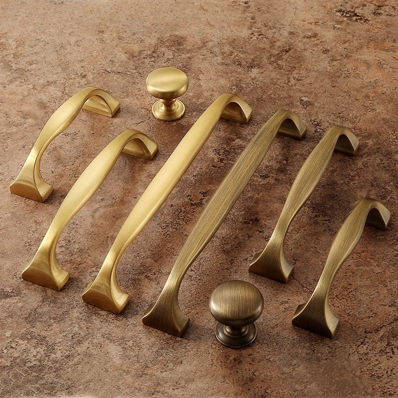 Nordic Solid Brass Bedroom Wardrobe Door Handles Bronze Handles for Cabinets and Drawers Creative Design Furniture Handles
