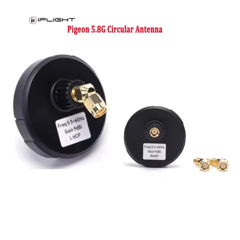 IFlight Pigeon 5.8G Circular Polarization Directional 9dBi Gain FPV Patch Antenna RP-SMA LHCP RHCP with 2PCS 45 Degree Adapter