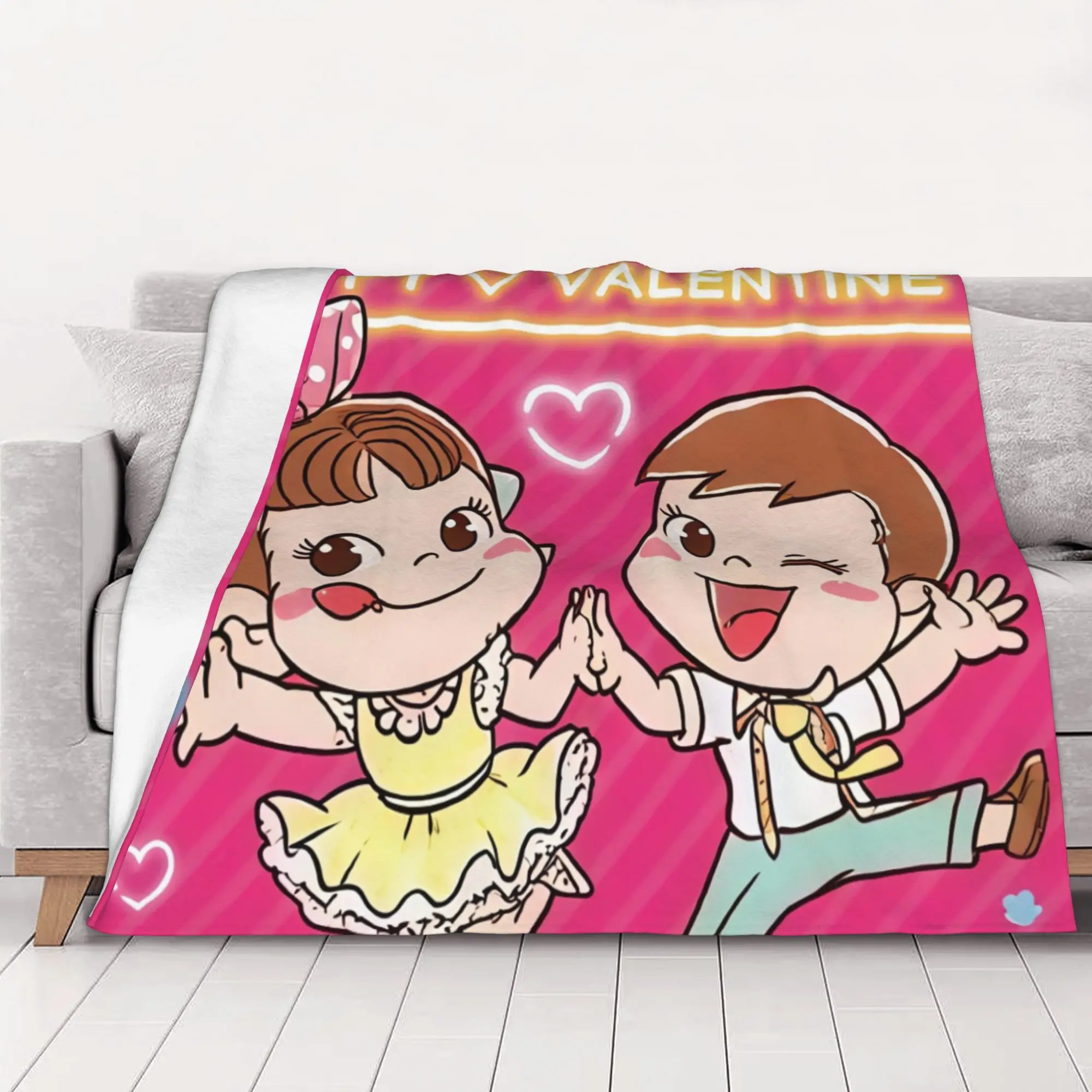 1PC home Cutecore Happy Valentine's Day Dance Fujiya Blanket Super Cosy Plush Home Living Room Sofa halloween