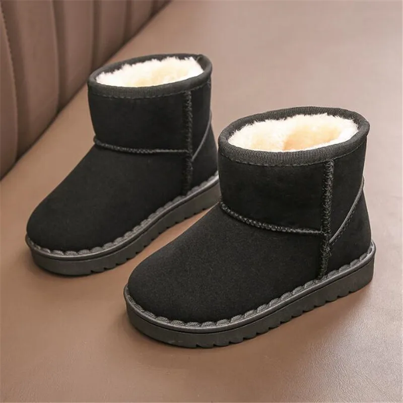 Bottes de neige en fourrure chaude pour enfants, chaussures décontractées pour enfants, noir, garçons, filles, mode, hiver