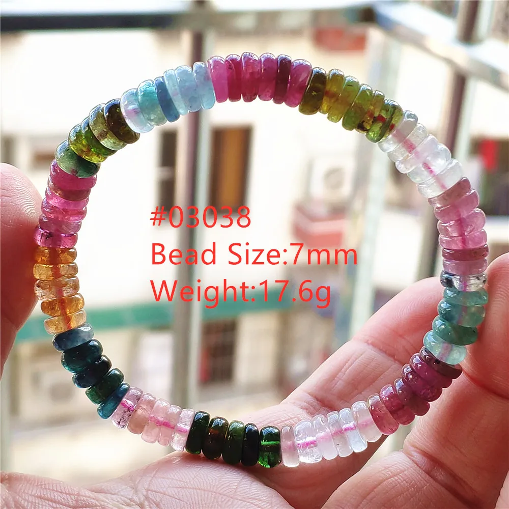 

Natural Colorful Tourmaline Bracelet Jewelry Clear Abacus Beads Brazil Women Men Blue Tourmaline AAAAAAA