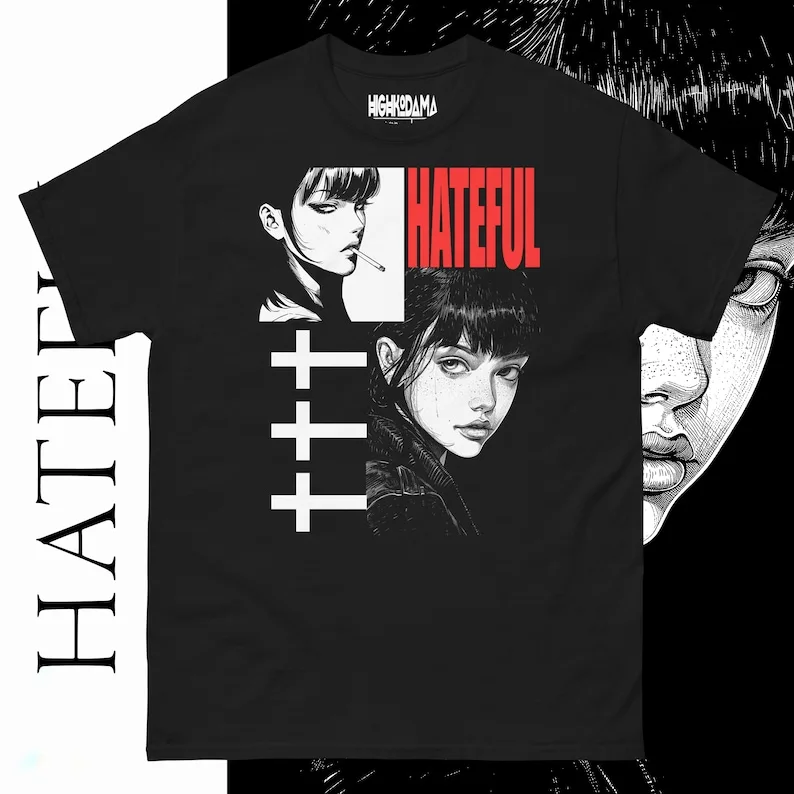 

URBAN HELL V1: Unisex Anime Streetwear Tee with Highkodama Art