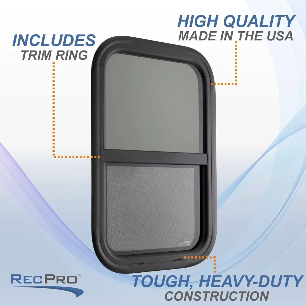استبدال نافذة RV ذات الشريحة العمودية على شكل دمعة، 16 وات × 24 ساعة، صنع في الولايات المتحدة الأمريكية، اختياري 1.5 حواف