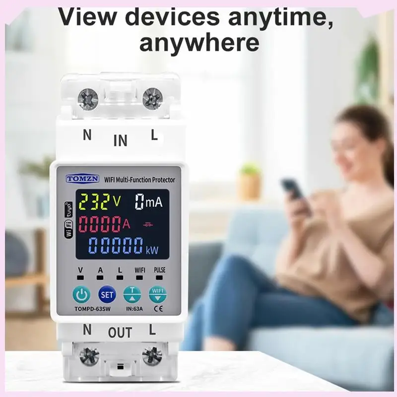 

B24B TOMZN TUYA WIFI Интеллектуальный выключатель Интеллектуальный автоматический выключатель TOMPD-63SW Автоматический выключатель для измерения кВтч