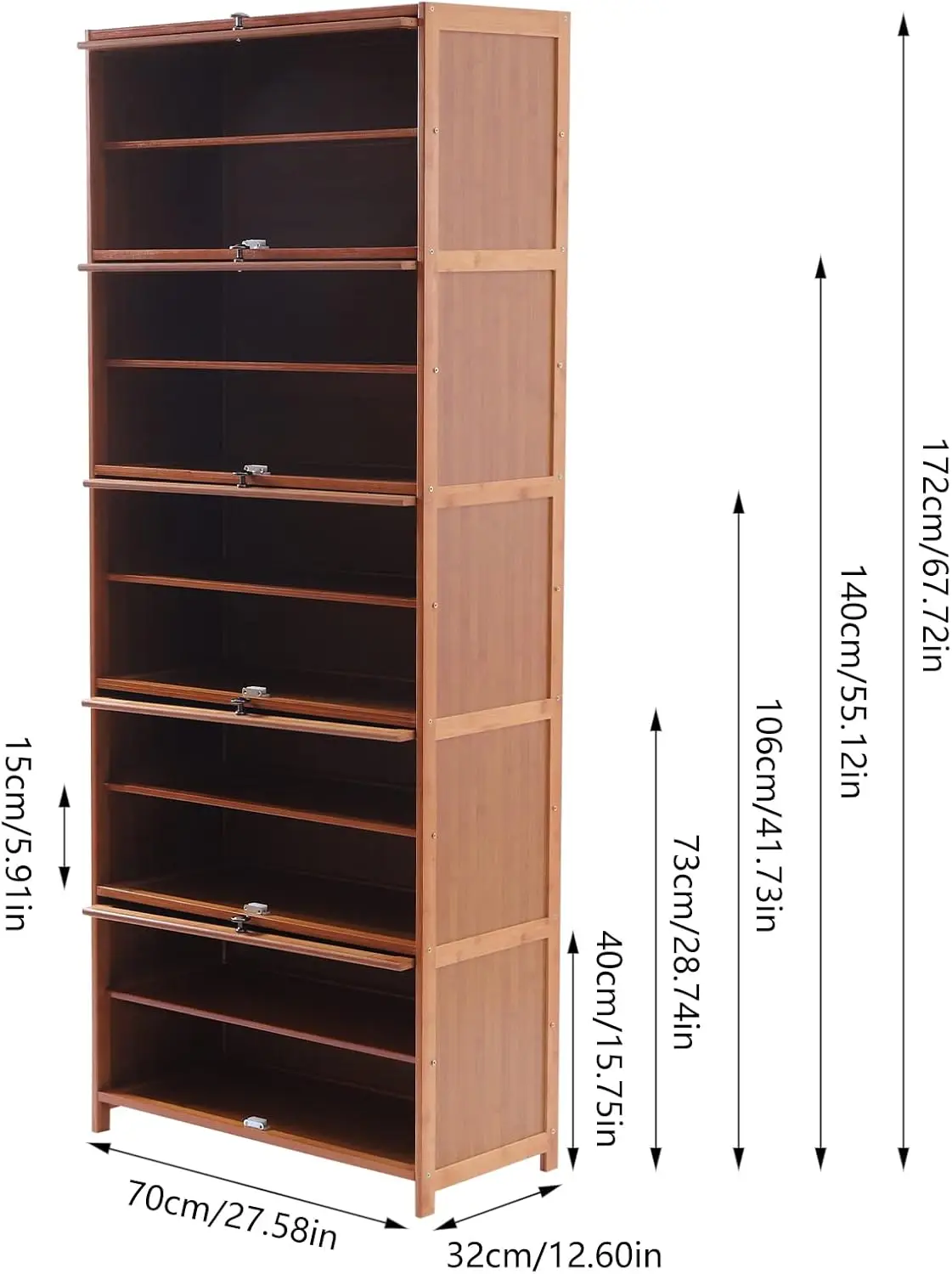 

Bamboo Shoe Storage Cabinet, 10 Tier 30 Pairs Freestanding Shoes Heels Sneakers Shelf Rack with Door for Entryway, Hallway
