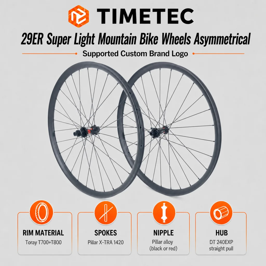 29ER Super Light Mountain Bike Wheels Asymmetrical XC Boost MTB Bicycle Carbon Wheelset 36mm 34mm Width Tubeless T800