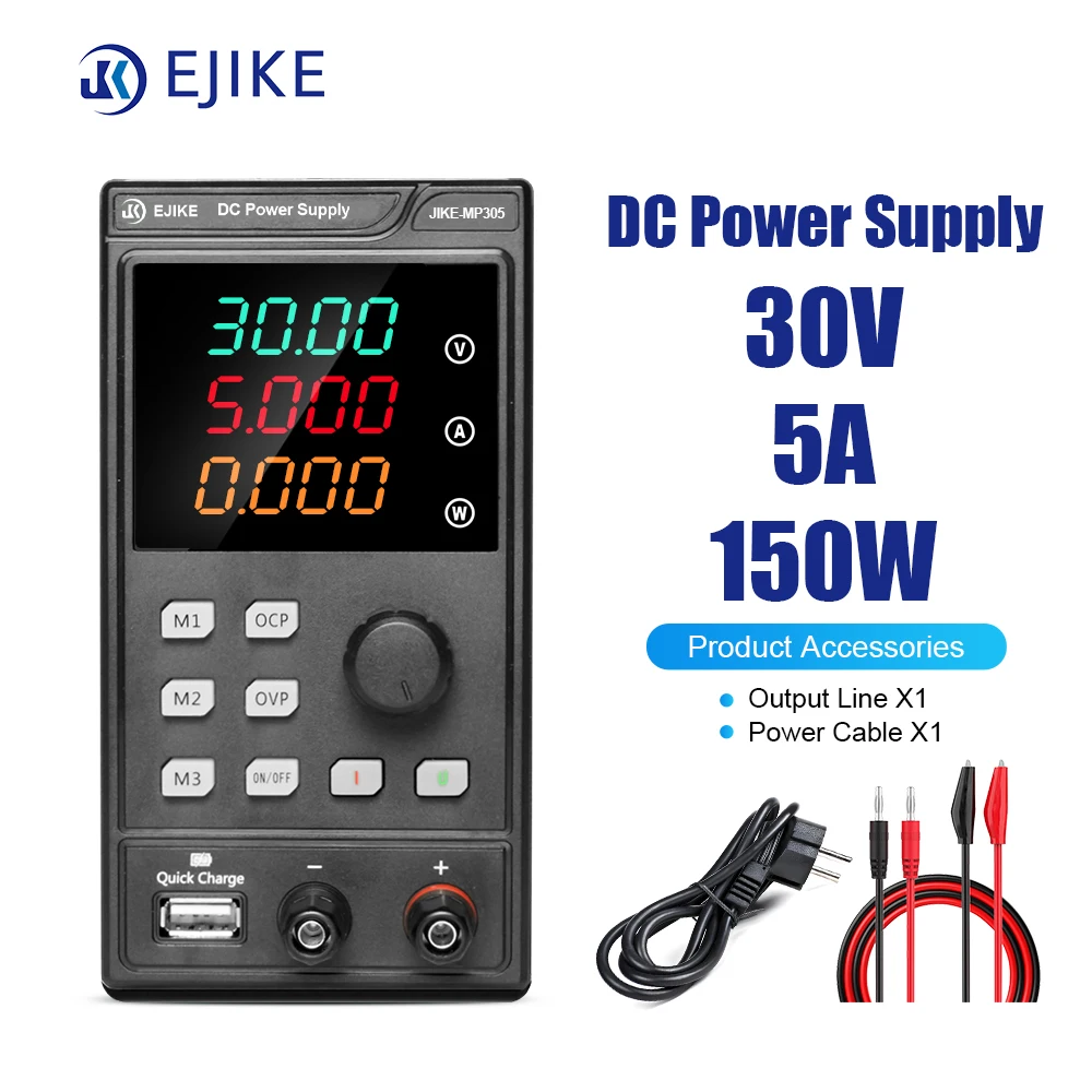 

EJIKE MP305 Adjustable Power Supply Stand Switching Power Supply Regulator 30V 5A 150W Dc Laboratory Knob Display Regulator