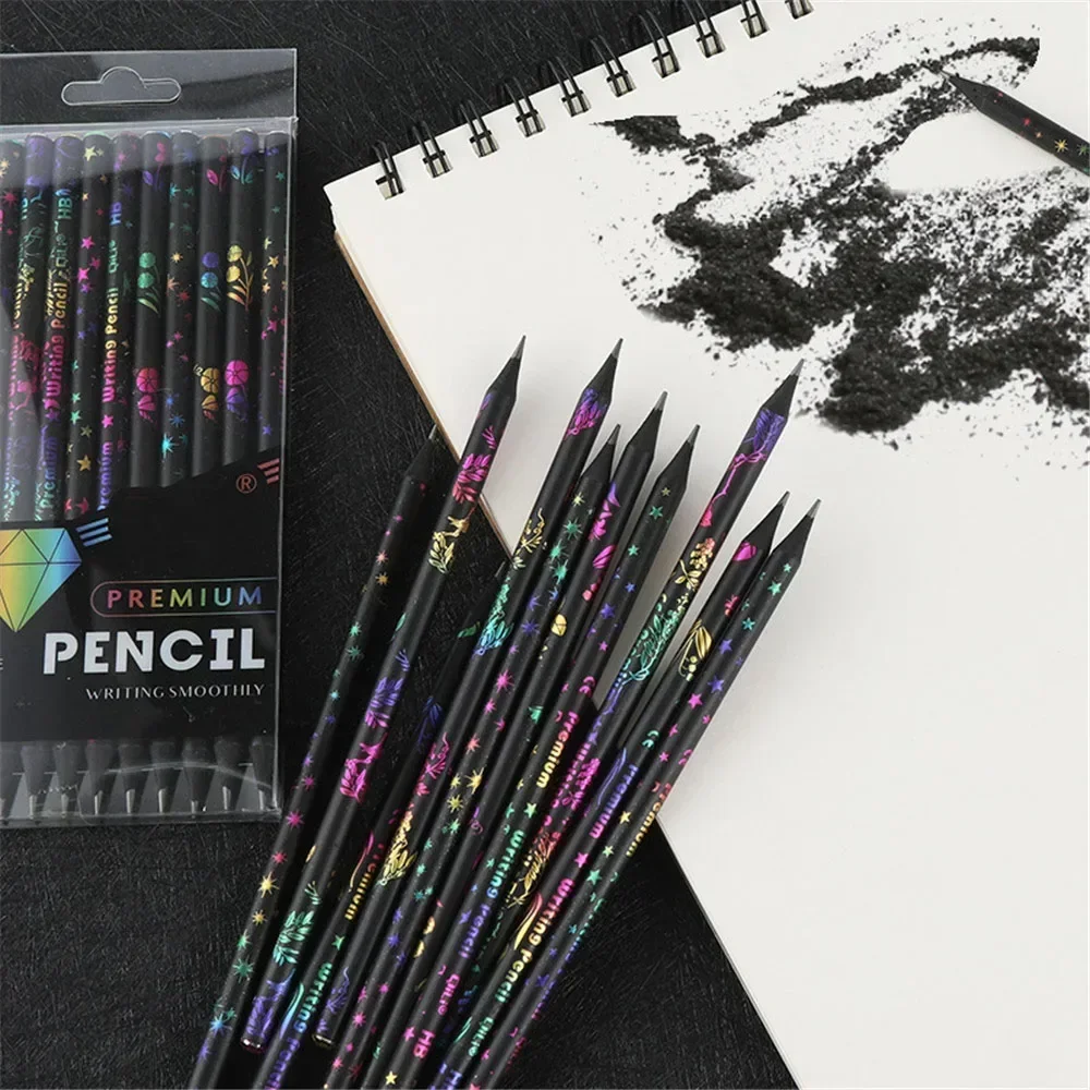 1 Set HB Painting Drawing Pencil Wooden Painting Black Lead Pencils Students Writing Pen Cute Stationery Office School Supplies