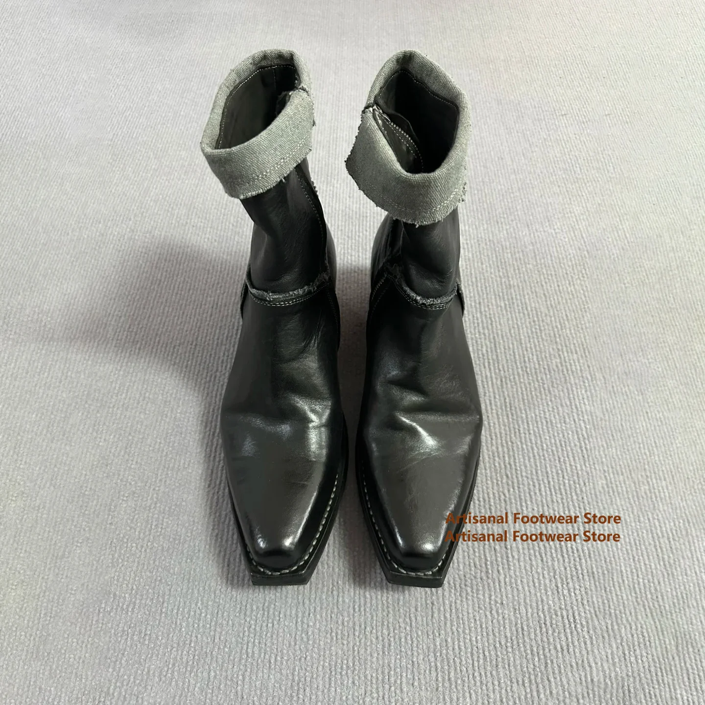 Pointy Toe Side Zip Chelsea Boots Men's Shoes British Style Trendy Luxury Designer Height Increasing Men's Boots Botas Mujer