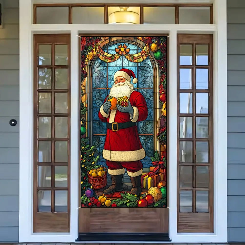 

Cartoon Santa Claus Snowman Backdrop Merry Christmas Door Hanging Banner Party Decorations Bedroom Decor Photography Background