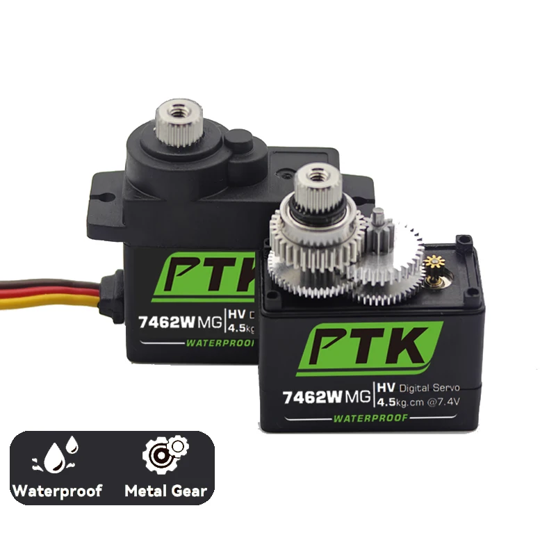 PTK 7462W MG เกียร์โลหะ9G Micro Servo 1/8รถหุ่นยนต์กันน้ำเครื่องบินรุ่นคงที่ปีก