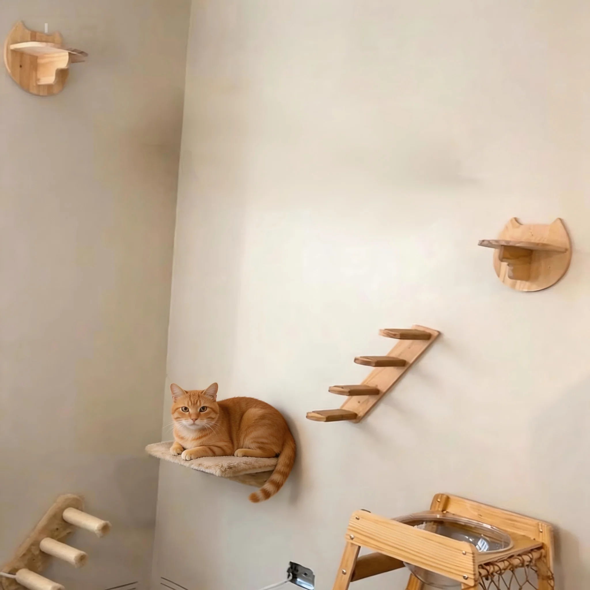 Wandmontierte Katzen-Kletterwand mit Stufen, Sisalseil-Kratzbaum, Sprungturm, Haustiermöbel für die tägliche Aktivität von Katzen – Detail 4