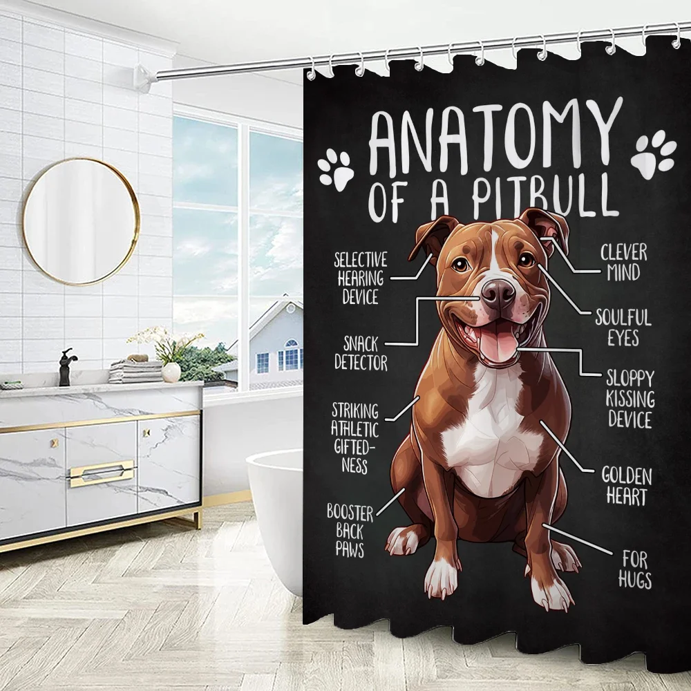 Dog Anatomy Shower Curtains for Bathroom Curtain for Quarto Folding Partition Accessories Bath Bedrooms Houses Rooms Waterproof