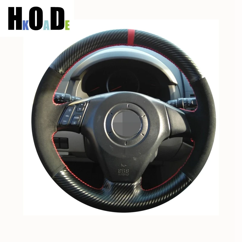 For Mazda 3 Axela 2004-2009 Mazda 5 Mazda 6 Atenza Mazda MPV Hand Sewing Black Genuine Leather Car Steering Wheel Cover