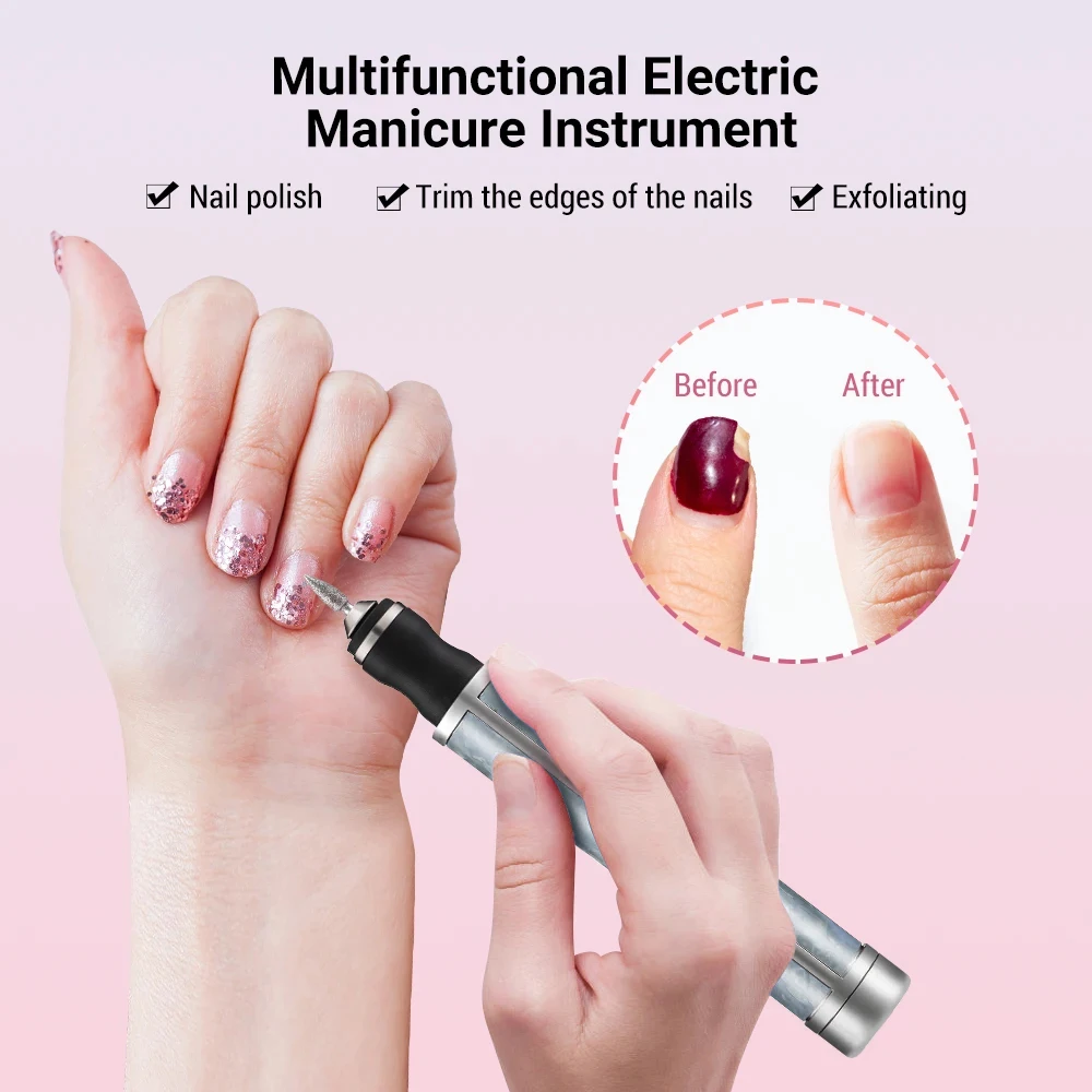 Mini Portable Rechargeable Electric Nail Grinding Machine Home Salon Quality Nail Polisher Compact Pedicure Kit for Smooth Nails