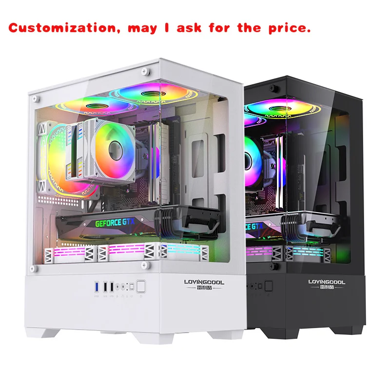 custom.LOVINGCOOL Micro ATX Gaming Computer Cases Factory OEM Cheap Cube Glasses Cabinet Mid Tower Desktop Gaming PC C