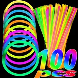 10-100Pcs Fluorescence Sticks Party Multicolor Glowing Stick Bright Colorful Light Bright Bendable Glow Bracelet Party Supplies