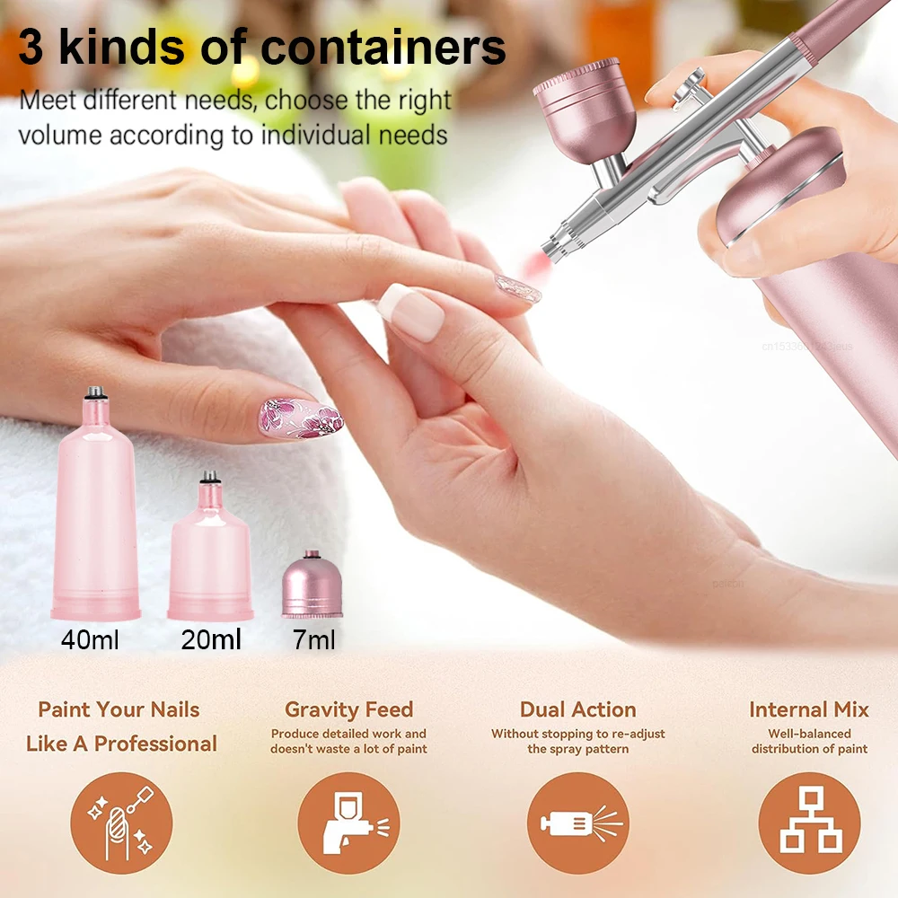 Unghie Arte Pittura Aerografo con Compressore Torta Trucco Artigianato Unghie Decorazione Pistola a spruzzo Compressore portatile per aerografo per unghie artistiche