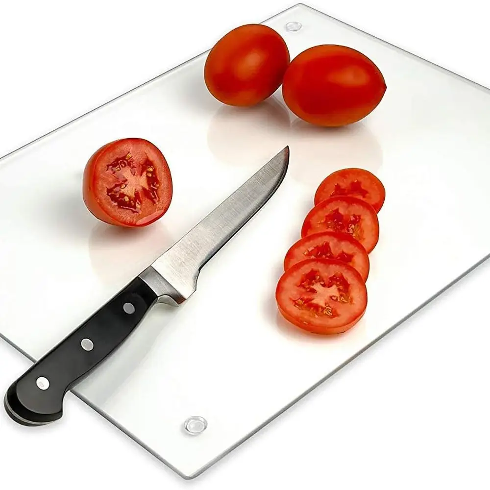 

Large Clear Tempered Glass Cutting Board - Scratch, Heat & Shatter Resistant, Dishwasher Safe 18x26