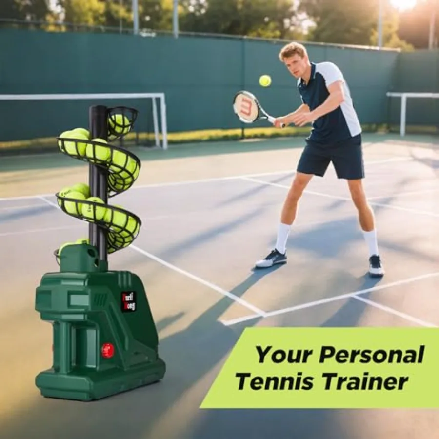 3819BH Portable Tennis Ball Machine 5 Adjustable Angles 2 Power Levels 4 Serve Intervals Up to 30 MPH for All Skill Levels Trai
